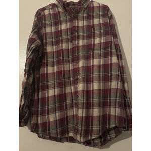 Saddlebred Big & Tall Flannel Shirt Men’s LT Maroon Plaid Long Sleeve Cotton